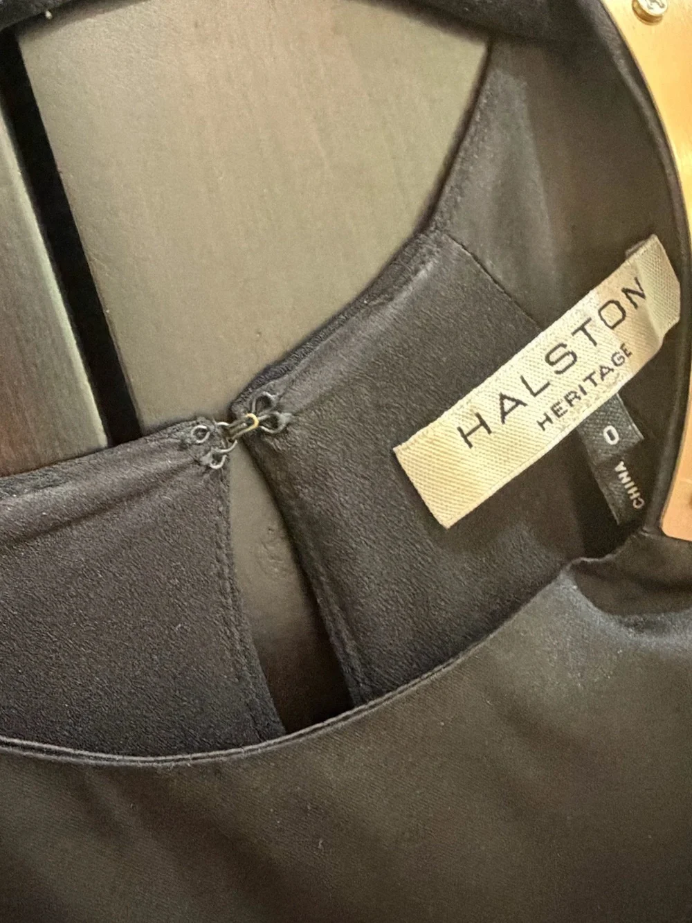 Halston Heritage Black One-Shoulder Gown with Gold Waistband - Picture 9 of 9